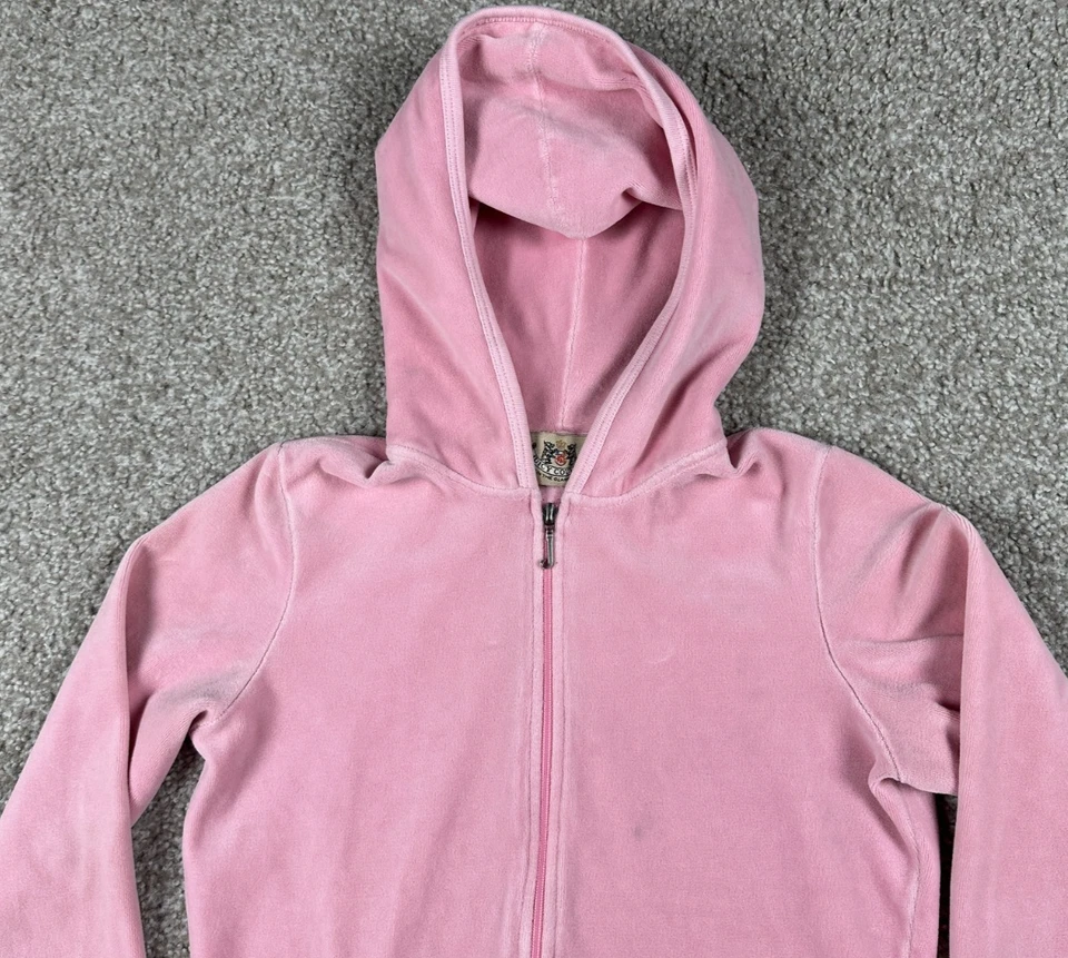 Vintage Juicy Couture Track Jacket Women Medium Pink Terry Cloth Hoodie Y2K - Image 2 of 4