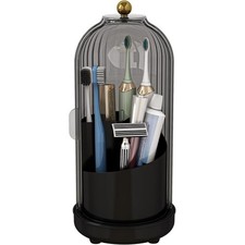 Bathroom Black Rotary Toothpaste Toothbrush Holder Dust  proof Storage Case