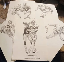 Dallas Cowboys Lithograph 1980s Shell Oil and Gas Promo x5
