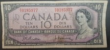 1954 Canada 10 Dollars P79b PV0185977, sigs Beatty-Rasminsky.
