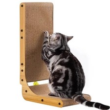 Cat Scratcher L Shaped Pad Indoor Cardboard Wall Mounted Protects Furniture