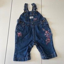 Vintage Oshkosh Baby Girl's Size 3/6m Floral Denim Overalls