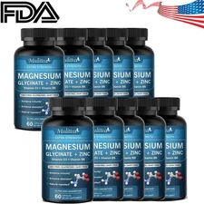 1-10xMagnesium Glycinate 500mg - 60Capsules For Sleep, Stress Relief Support Bon