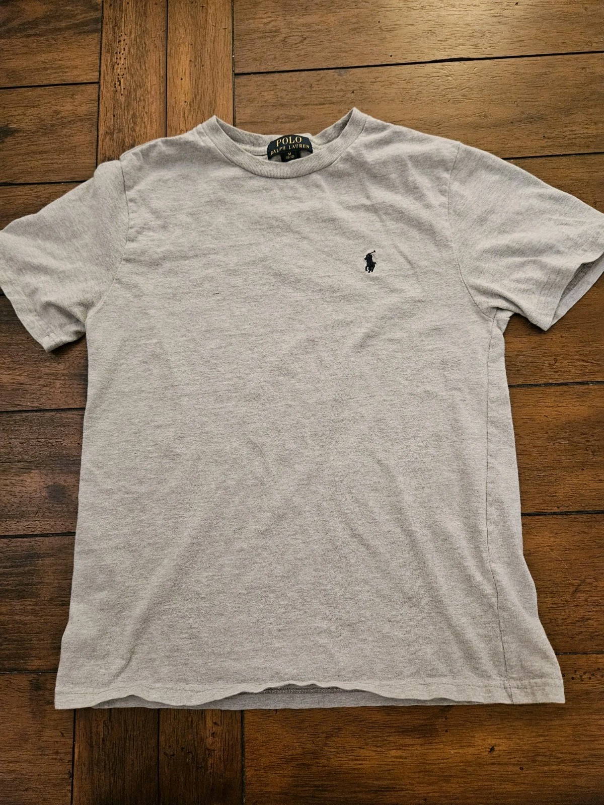 Polo Ralph Lauren t shirt giovane M 10 12 grigio pony manica corta girocollo tinta unita
