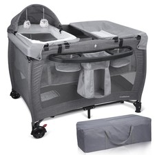 Cradlecare grey 5-in-1 pack n play bassinet changer