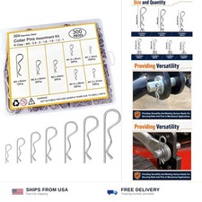 300pc Cotter Pin R-Clip Assortment Kit 304 Stainless Steel 7 Metric Sizes