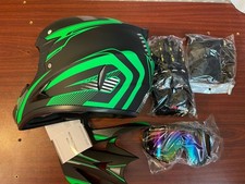 SANQING CM-202 DOT TK-GSXT-M Green Motocross Helmet With Accessories.