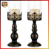 Kerzenhalter Schwarz Vintage 2Er-Set FüR Stumpenkerzen Tischdeko