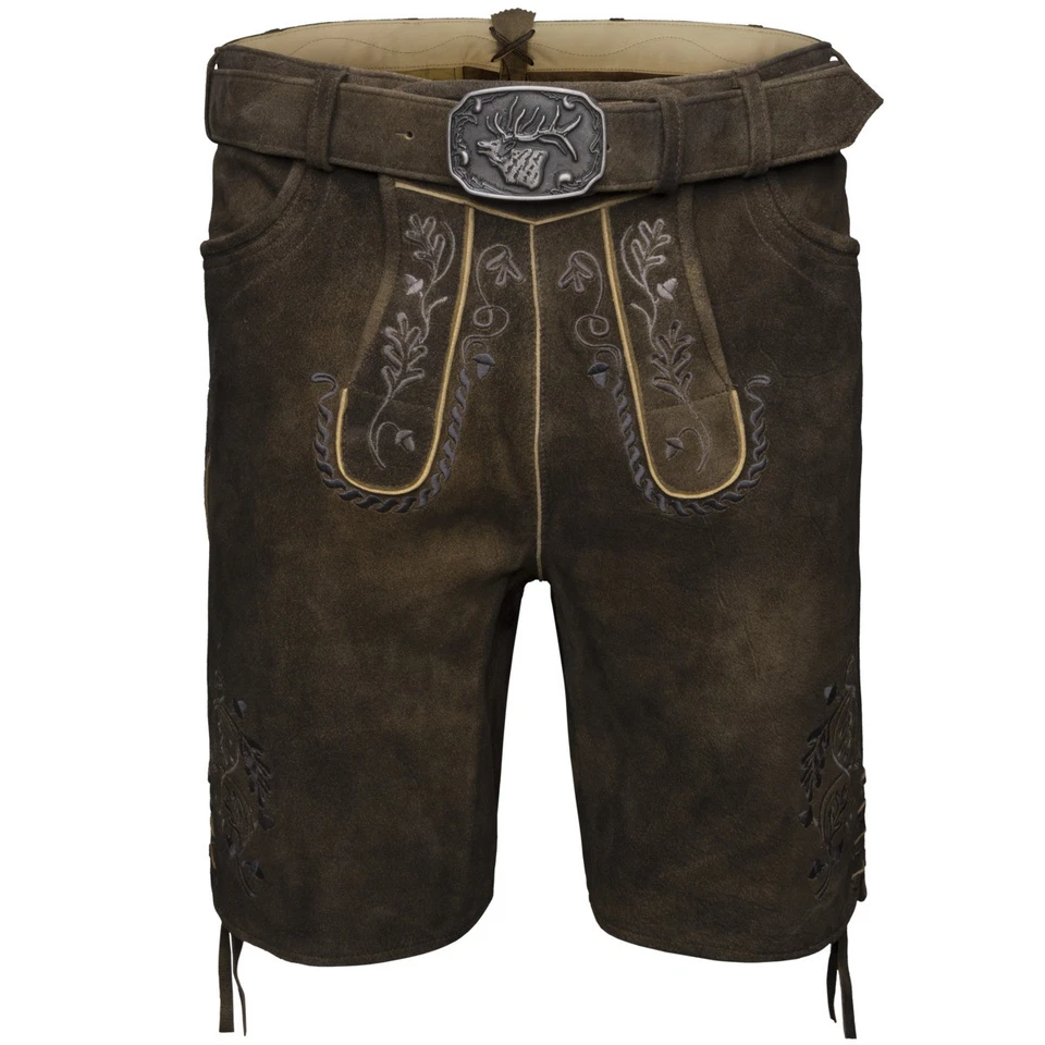 Spieth & Wensky Traverser Pantalon en Cuir avec Ceinture Homme Traditionnel - Photo 1/1