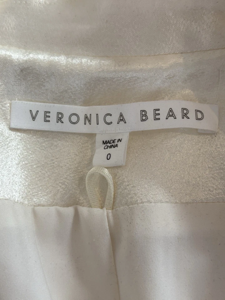 Veronica beard Athens Satin Peak Lapel Blazer In Off White blazer size 0 - Image 2 of 4