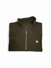 Descente Pullover Men L Black 1/4 Zip Sportswear Athleisure Grunge Paint Splat