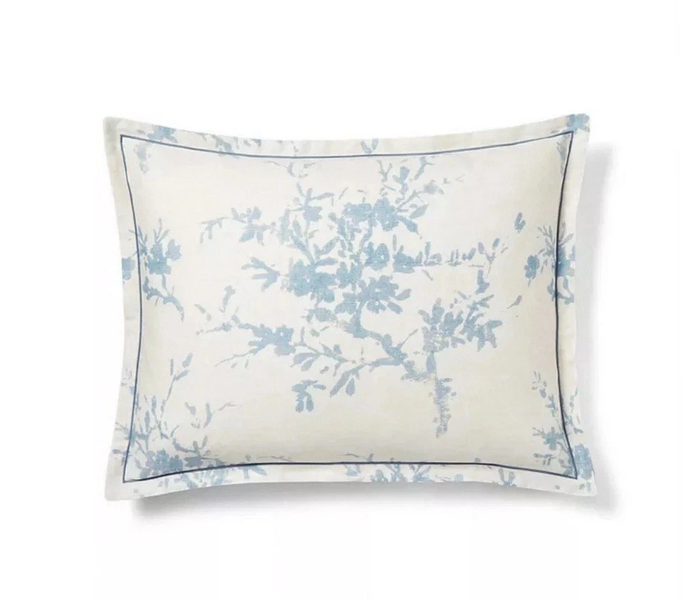 Juego de edredón reversible botánico Ralph Lauren Eva 3 piezas King crema/azul $500 Foto 3 de 4