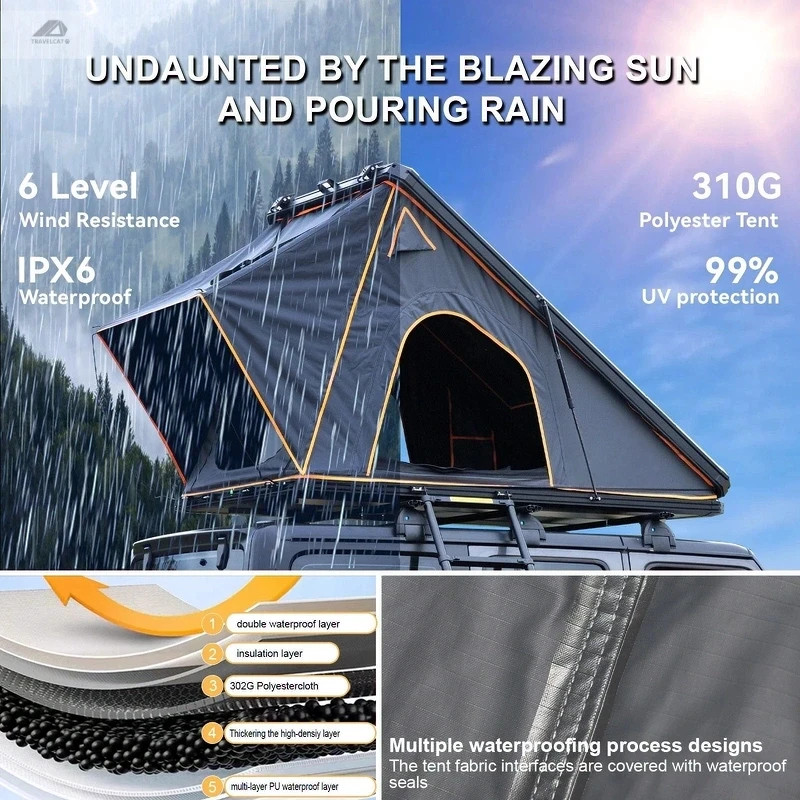 Hardshell Roof Top Tent Camping Tent RTT w/Ladder for SUV Jeep
