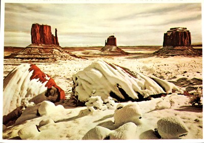 MONUMENT VALLEY IN WINTER Arizona 4x6 Vintage Postcard