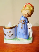 Vintage 1978 Jasco Christmas Luvkins Porcelain Angel Candleholder w/Tea Light