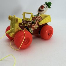 Fisher Price Jalopy Car Toy No. 724 Pull Toy Clown Car Works and Clicks