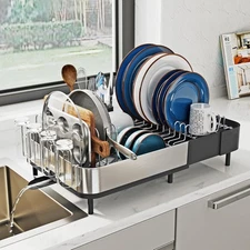 Expandable Dish Drying Rack, Versatile Brackets for Pots & Pans, Space Saving 