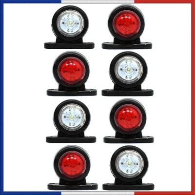 8 x 12V 24V 2 LED ROUGE ET BLANC MINI FEUX DE GABARIT REMORQUES CAMIONS LORRIE - Photo 1/4