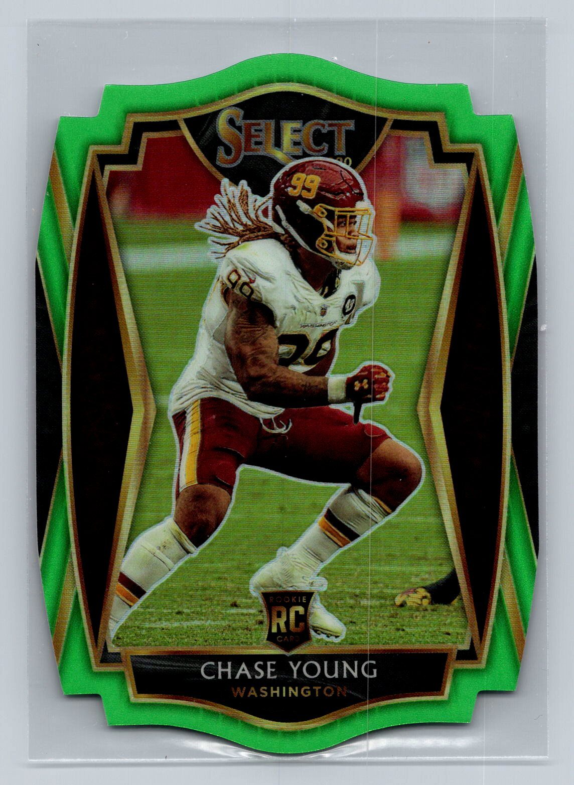 Chase Young 2020 Select #164 Neon Green Prizm Die Cut Washington C34