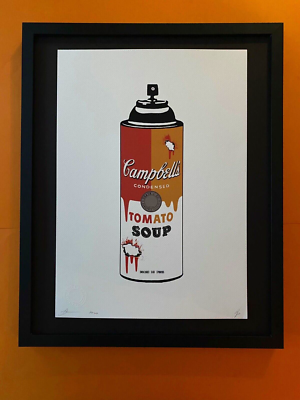 #ad DEATH NYC Hand Signed LARGE Print Framed 16x20in COA CAMPBELL#x27;S SOUP SPRAYCAN B $275.00