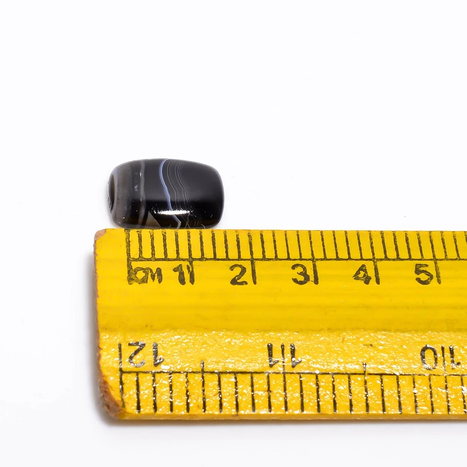 Natural Black Banded Agate Radiant Cabochon Loose Gemstone 13 Ct 19X14X4mm D1508 - Image 2 of 3