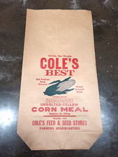 Vintage COLE'S BEST Corn Meal 10 lb Feed Bag Yellow COLE'S FEED & SEED STORE