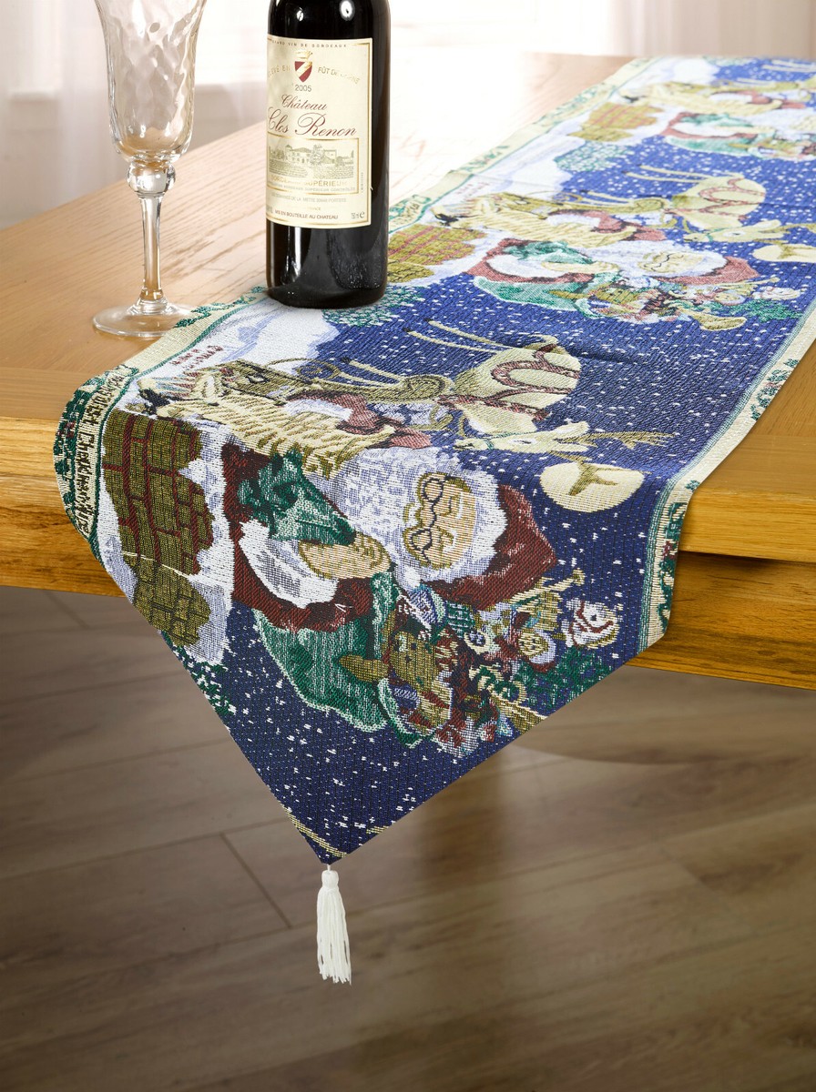 Christmas Jacquard Table Runner – 13x72 Inches Cotton Blend, Multicolored