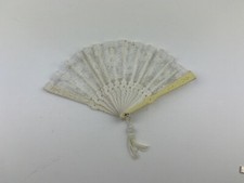 Hand Fan white Plastic Lace Vintage Costume Prop Dressing up