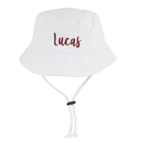 Personalised Name Baby Sun Hat Boy Girl, Custom Bucket Hat with Chin Strap 0-18m - Picture 6 of 53