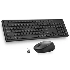 Wireless Keyboard and Mouse Combo Full-Sized Ergonomic Computer Keyboard 2.4G...