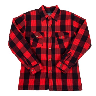 VTG McGregor Bagpiper Quilt Lined Buffalo Plaid Flannel Shirt Jacket Size S
