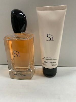 Si By Giorgio Armani Women 2pc 3.4oz EDP Spray + 2.5oz Lotion new without box 