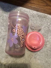 NUK hard spout 10 oz pink Cheeta Sippy cup 9m 