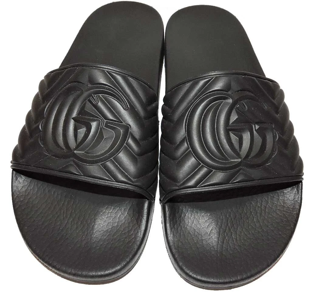 Gucci Shoe Size 11 AS IS Black Rubber Solid Slide Men's Shoes