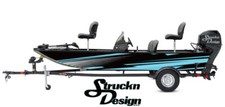 Angled Gray Light Blue Lines Dashed Black Graphic Wrap Boat Fish Decal US Vinyl