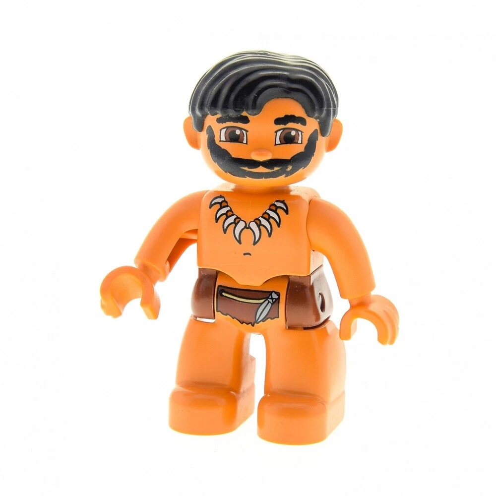 1x Lego Duplo Figurine Stone Age Man Beard Braun Dino Welt Caveman
