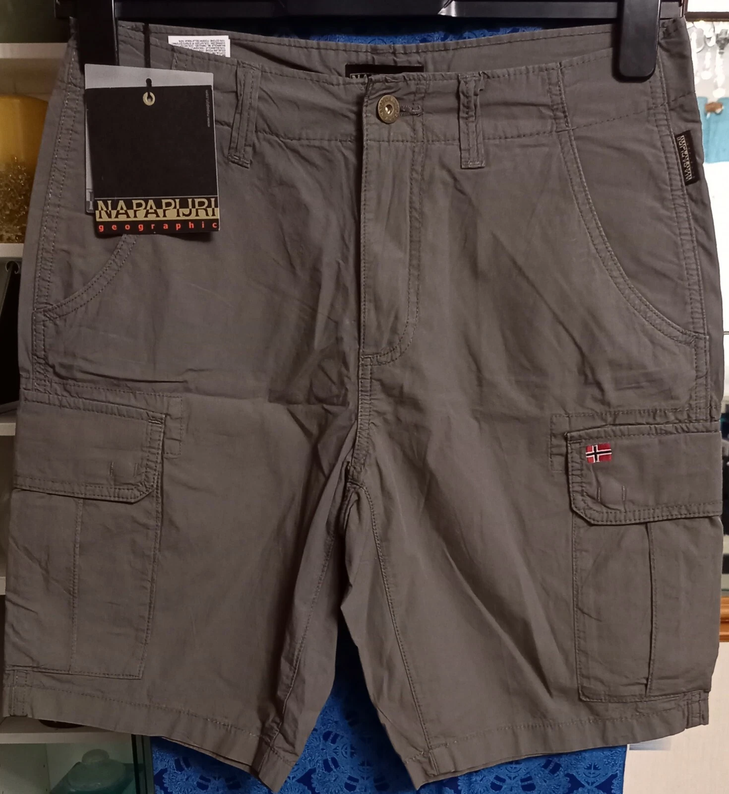 Napapijri Noto Cargo Bermuda Shorts in Gray Granite (Multiple Sizes Available)