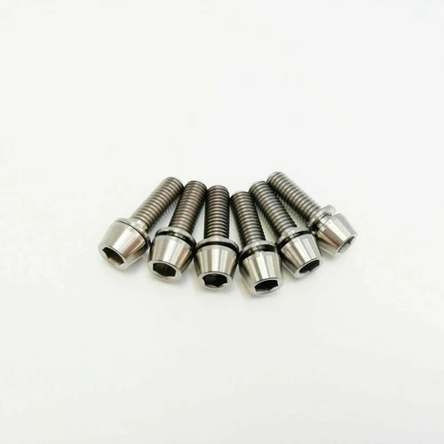 M5x16mm Titanium Ti Bike Stem Bolts Taper Head Bicycle Conical With Washers 6pcs - Picture 5 of 15