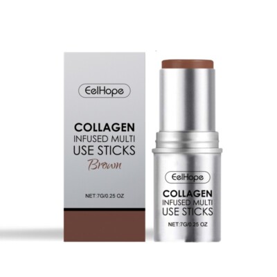 Collagen Makeup Stick：Hydrating Sheer Tint for Cheeks,Lips & Highlight-Buildable