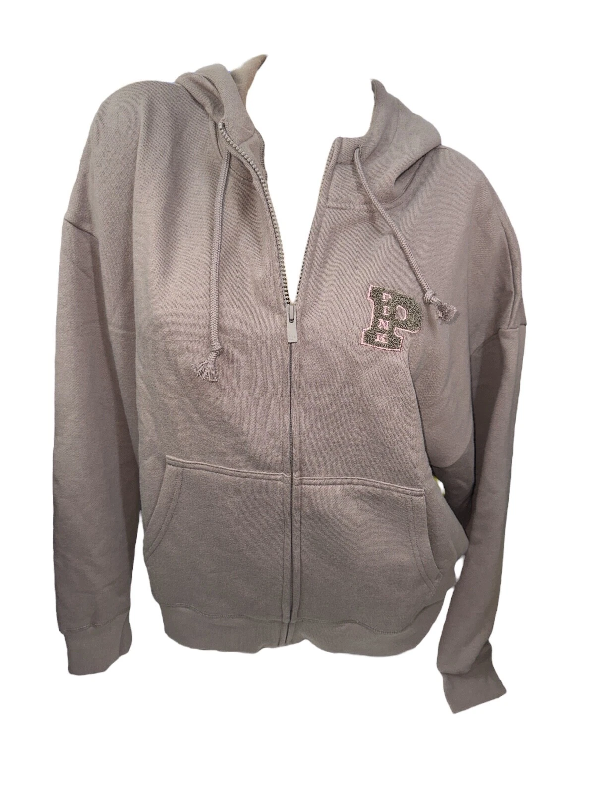 UNDERCOVER Felpa con cappuccio Victoria's Secret rosa edera pile campus full zip colore marrone nuova con etichetta