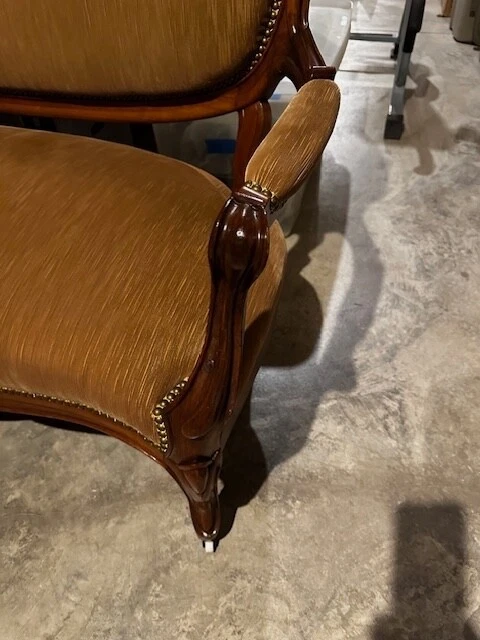 Reprodução LOVESEAT/SOFA Louis XV estilo tecido marrom dourado - Imagem 3 de 4