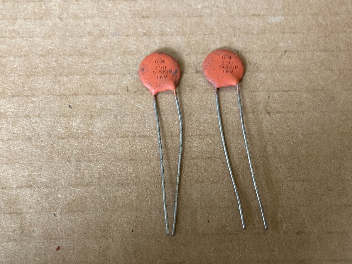 2 NOS Vintage Sprague .005 uf 1000v Ceramic Disc Capacitors 5000