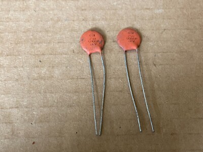 2 NOS Vintage Sprague .005 uf 1000v Ceramic Disc Capacitors 5000 pf 1kv #B (Qty)