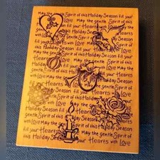 The Montage Collection Spirit Of The Holiday Season Wooden Rubber Stamp
