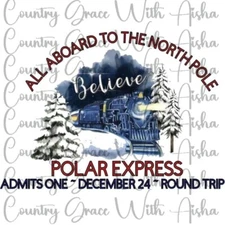 Sublimation Transfer Believe Christmas Train Ready To Press Heat Transfer