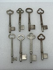 Antique Skeleton Keys Uncut Lot Of 8 Assorted Patterns 2.75" to 3" Germany