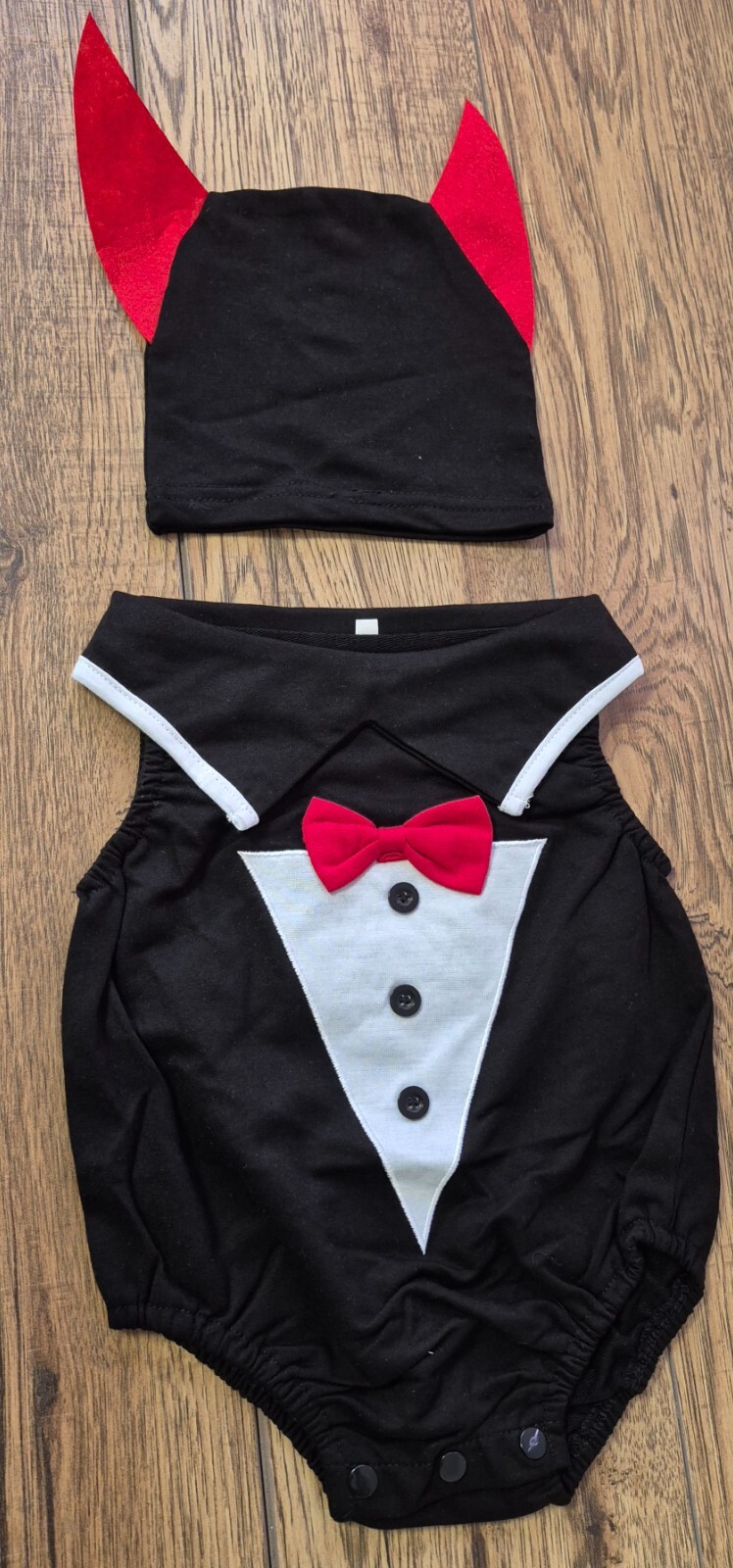 Kids Tales 3-Piece Halloween Costume & Babygrow Grey/Black 80cm NWT image 5