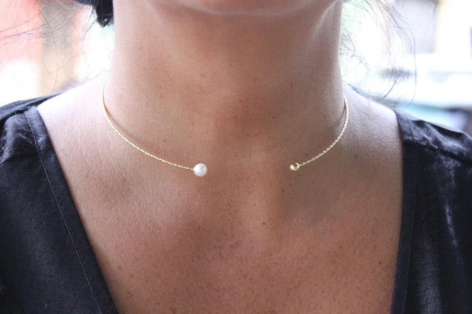 COLLANA RIGIDA ARGENTO DORATO SENZA CHIUSURA DIAM CM 12 CANNA DIAMANTATA EXPLOIT - Immagine 2 di 4