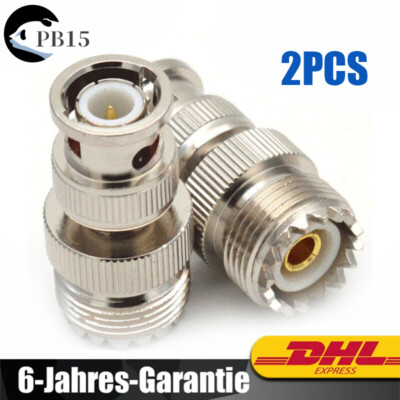 2PCS BNC Stecker auf UHF PL-259 SO239 Buchse RF Koaxial Adapter Kabelstecker DE