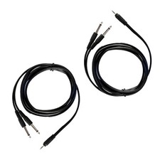 2Pcs PA Speaker Cables 8ft 3.5mm Male Stereo to Dual 1/4" Male Mono Audio Cables